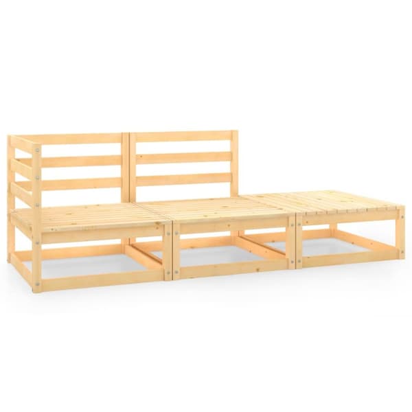 Loungegrupp 3 delar massiv furu