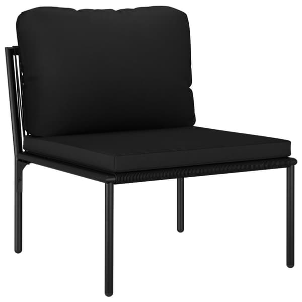 Loungegrupp för trädgården med dynor 3 delar svart PVC