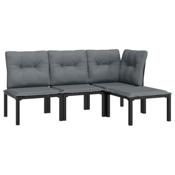 Loungegrupp 4 delar svart och grå konstrotting