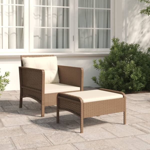 Loungegrupp med dynor 2 delar brun konstrotting
