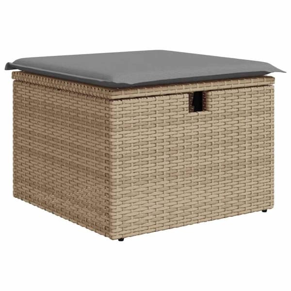 Trädgårdssoffset med dynor 2 delar beige konstrotting akaciaträ