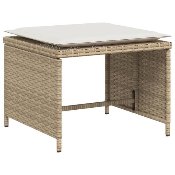 Trädgårdsfåtölj med fotpall beige konstrotting
