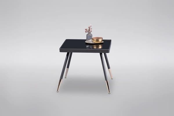 M2 kollektion soffbord - 146379 - Rome 1 sidobord, metallglas, antracit, guld, svart, 50x46x50cm