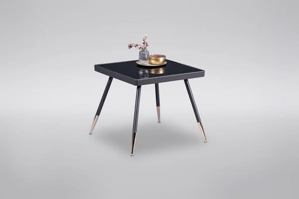 M2 kollektion soffbord - 146379 - Rome 1 sidobord, metallglas, antracit, guld, svart, 50x46x50cm