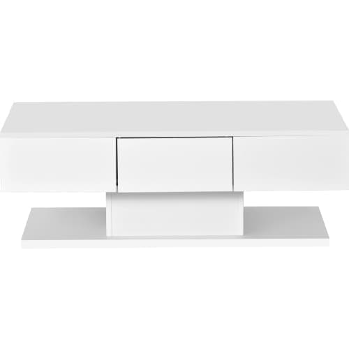 Soffbord med LED och låda - högblank - Vit