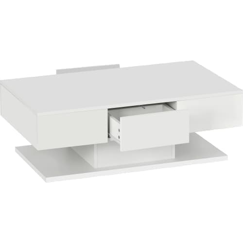 Soffbord med LED och låda - högblank - Vit