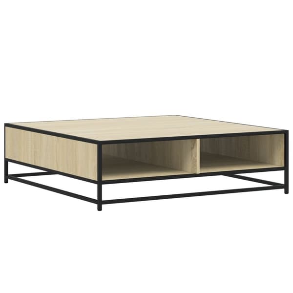 vidaXL sofabord 100x100x30 cm konstrueret træ og metal sonoma-eg
