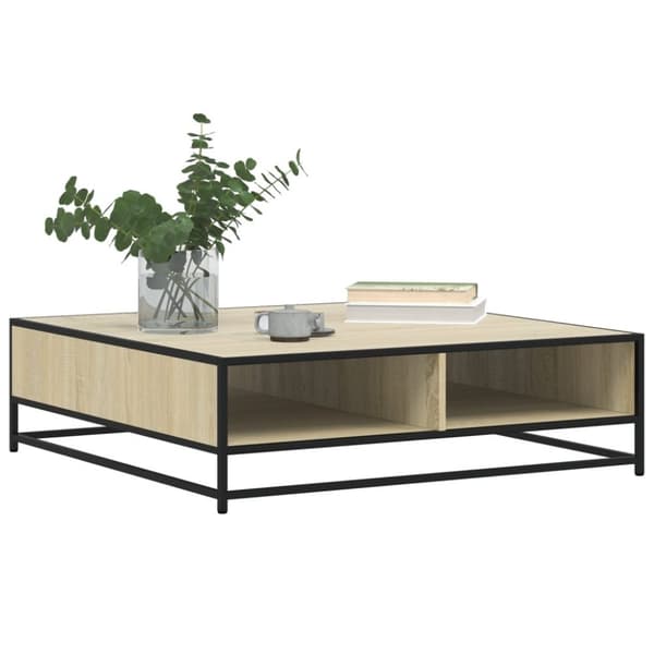 vidaXL sofabord 100x100x30 cm konstrueret træ og metal sonoma-eg