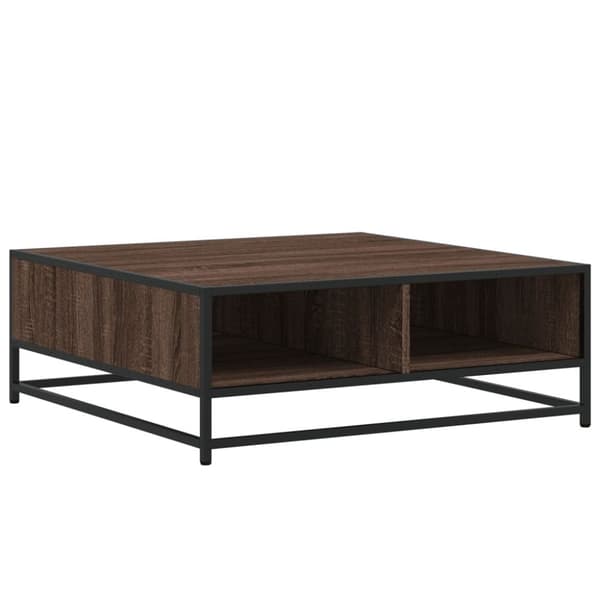 vidaXL sofabord 80x80x30 cm konstrueret træ og metal brunt eg