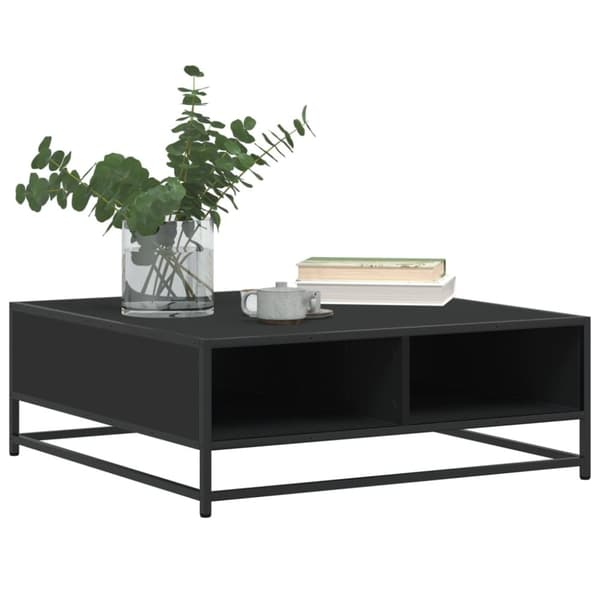 vidaXL Sohvapöytä musta 80x80x30 cm tekninen puu ja metalli