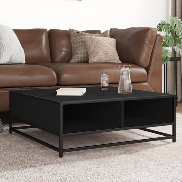 vidaXL Sohvapöytä musta 80x80x30 cm tekninen puu ja metalli