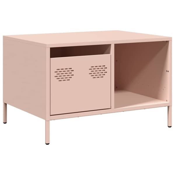 vidaXL sofabord 68,5x50x43,5 cm koldvalset stål lyserød