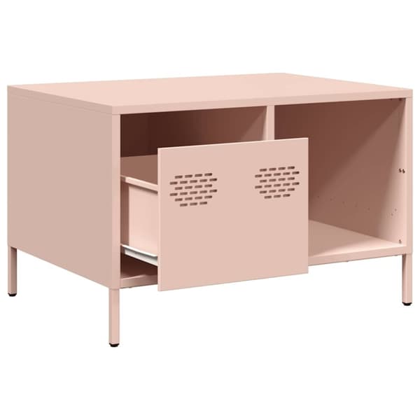 vidaXL sofabord 68,5x50x43,5 cm koldvalset stål lyserød