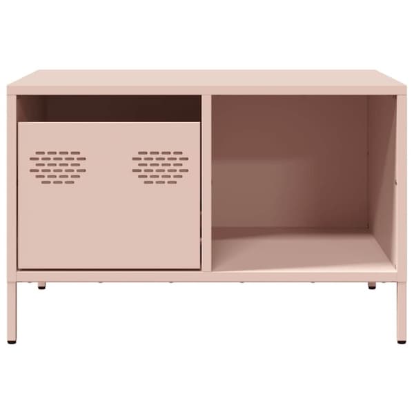 vidaXL sofabord 68,5x50x43,5 cm koldvalset stål lyserød