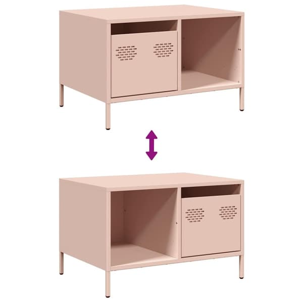 vidaXL sofabord 68,5x50x43,5 cm koldvalset stål lyserød