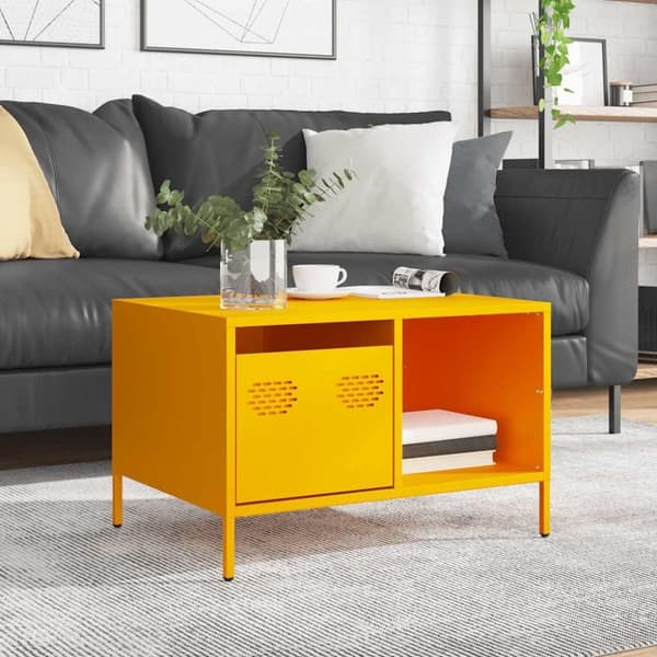 vidaXL sofabord 68,5x50x43,5 cm koldvalset stål sennepsgul