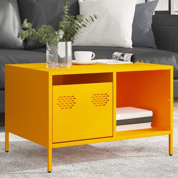 vidaXL sofabord 68,5x50x43,5 cm koldvalset stål sennepsgul