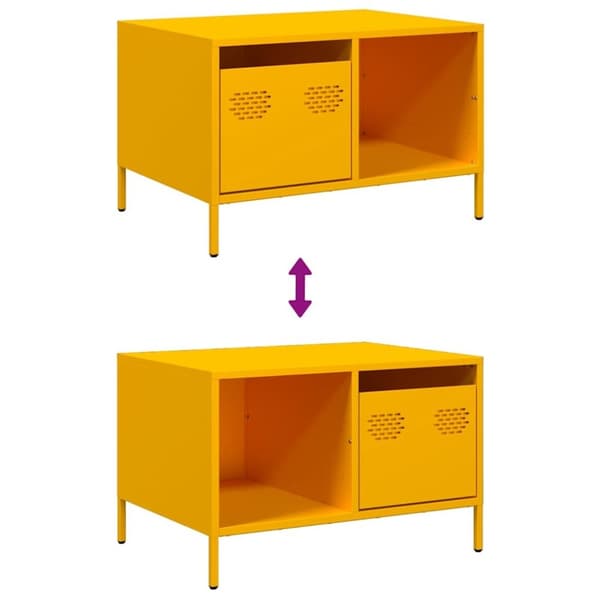 vidaXL sofabord 68,5x50x43,5 cm koldvalset stål sennepsgul