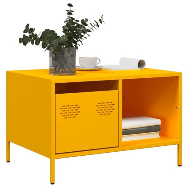 vidaXL sofabord 68,5x50x43,5 cm koldvalset stål sennepsgul