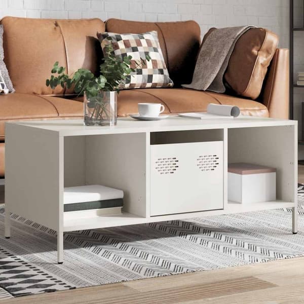 vidaXL sofabord hvid 101,5x50x43,5 cm koldvalset stål