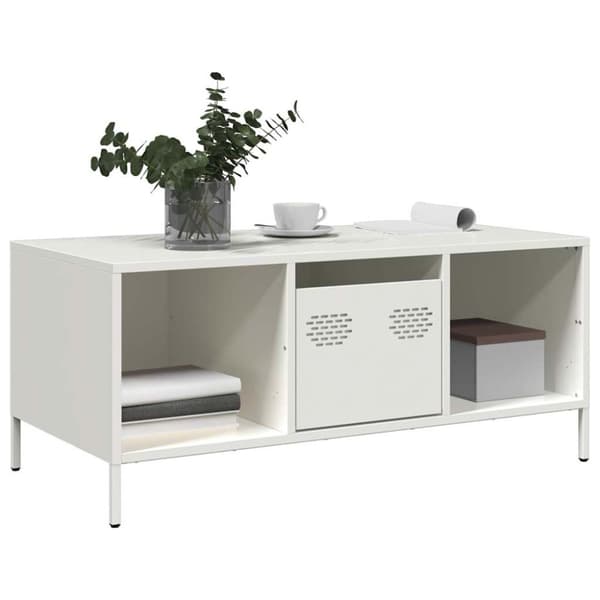 vidaXL Soffbord vit 101,5x50x43,5 cm kallvalsat stål