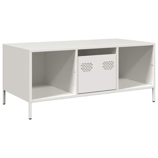 vidaXL Soffbord vit 101,5x50x43,5 cm kallvalsat stål