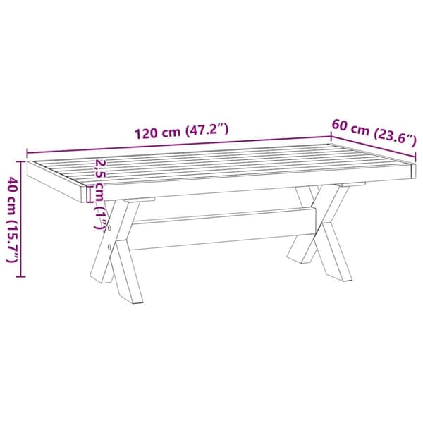 vidaXL Salongbord NOAIN X-formede ben 120x60x40 cm heltre furu