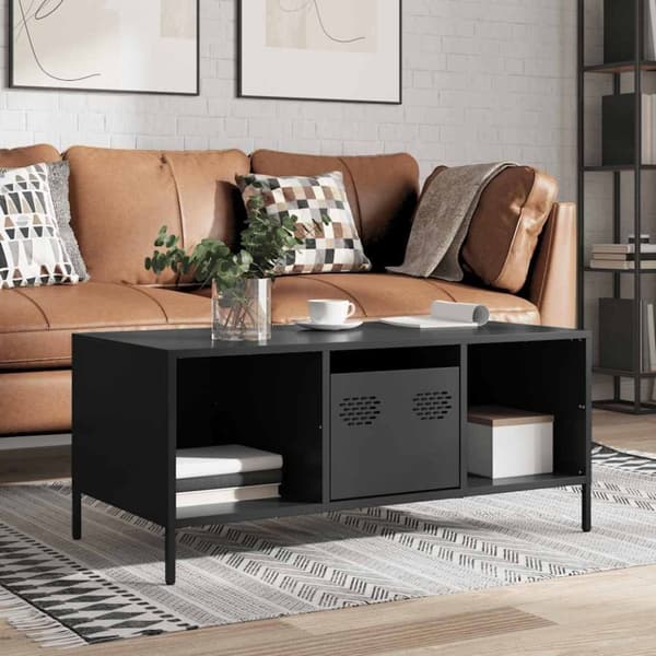 vidaXL sofabord 101,5x50x43,5 cm koldvalset stål sort