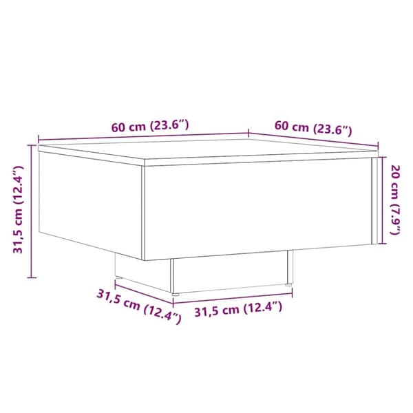 vidaXL Sohvapöytä käsityöläinen tammi 60x60x31,5 cm lastulevy