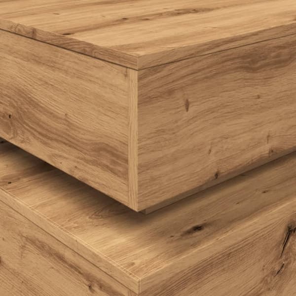 vidaXL Sohvapöytä LED-valoilla artesaani tammi 90x50x40 cm