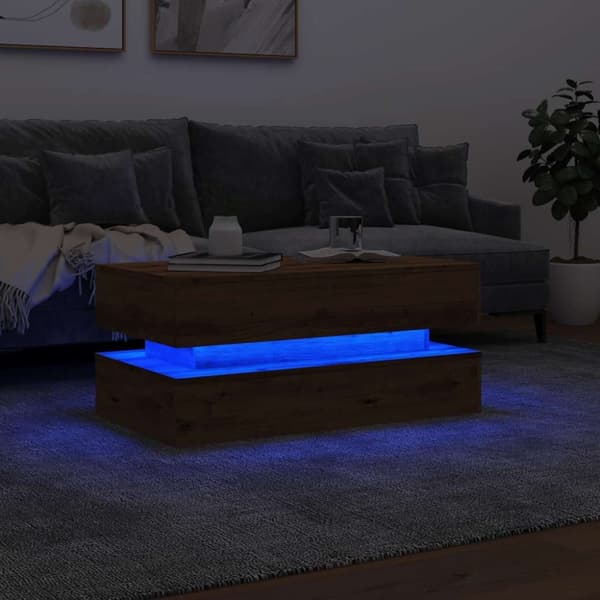 vidaXL Salongbord med LED-lys artisan eik 90x50x40 cm