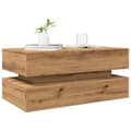 Miniatyrbilde 7 av 11: vidaXL Salongbord med LED-lys artisan eik 90x50x40 cm