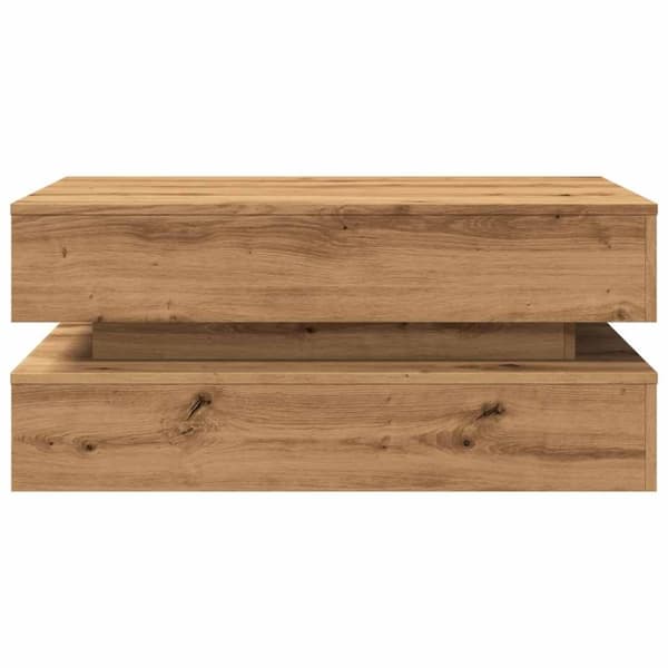 vidaXL Salongbord med LED-lys artisan eik 90x50x40 cm