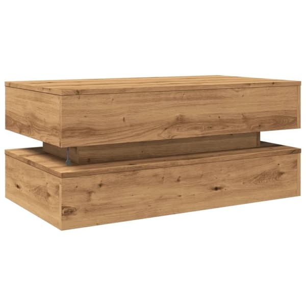 vidaXL Salongbord med LED-lys artisan eik 90x50x40 cm