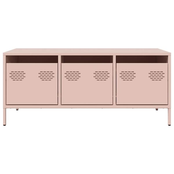 vidaXL sofabord 101,5x50x43,5 cm koldvalset stål lyserød