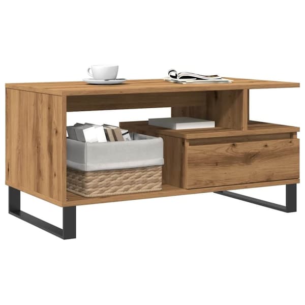 vidaXL sofabord 90x49x45 cm konstrueret træ kunsteg