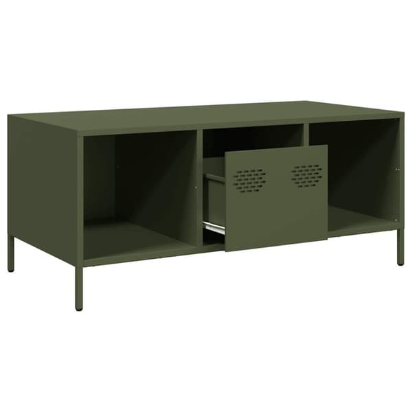 vidaXL Salongbord olivengrønn 101,5x50x43,5 cm kaldvalset stål