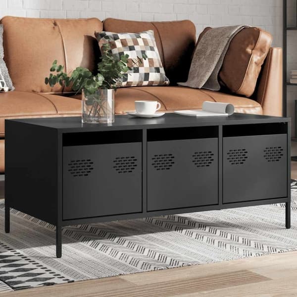 vidaXL sofabord 101,5x50x43,5 cm koldvalset stål sort
