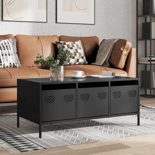 vidaXL sofabord 101,5x50x43,5 cm koldvalset stål sort