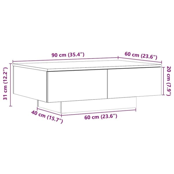 vidaXL sofabord 90x60x31 cm konstrueret træ gammelt trælook