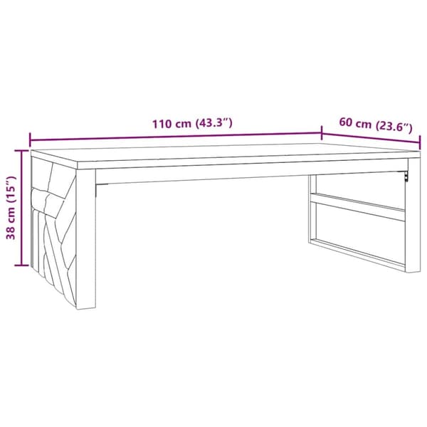 vidaXL sofabord 110x60x38 cm massivt teaktræ