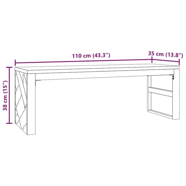 vidaXL sofabord 110x35x38 cm massivt teaktræ