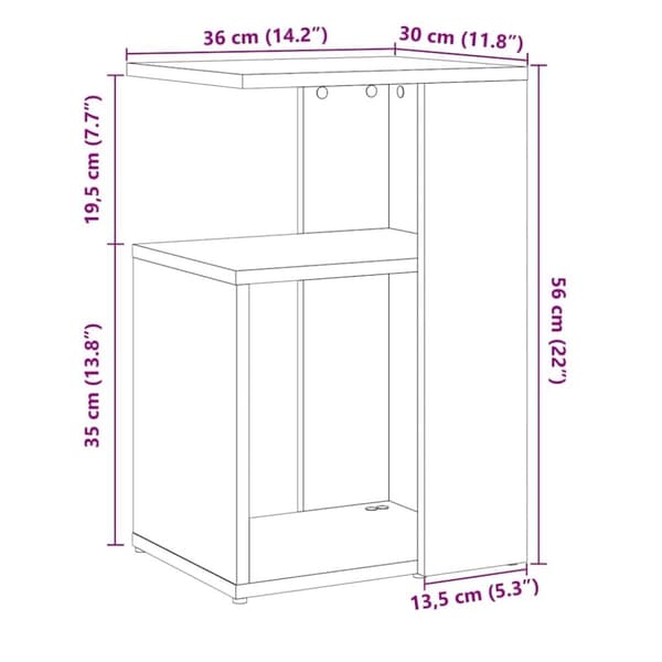 vidaXL Sidebord gammelt tre 36x30x56 cm konstruert tre