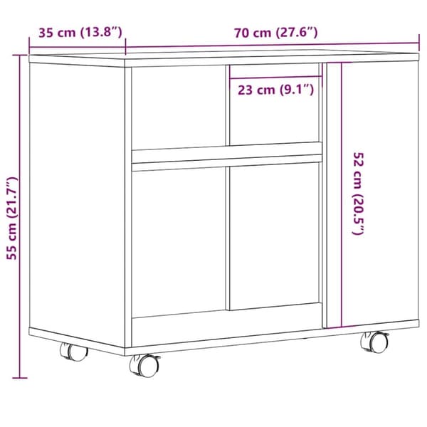 vidaXL Sidebord artisan eik 70x35x55 cm konstruert tre