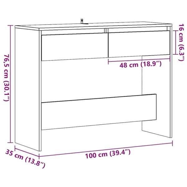 vidaXL Konsollbord gammelt tre 100x35x76,5 cm konstruert tre