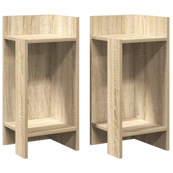 vidaXL Sidebord 2 stk med hylle sonoma eik 25,5x27x60 cm