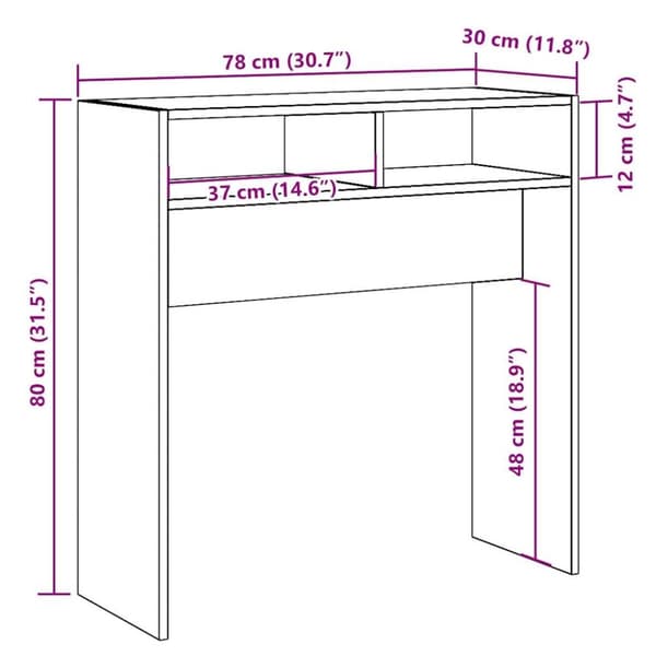 vidaXL Konsolipöytä artesaani tammi 78x30x80 cm tekninen puu