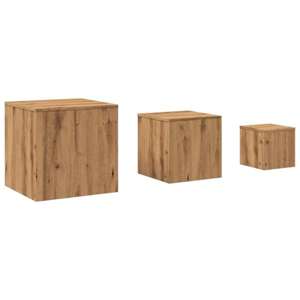 vidaXL Sidebord 3 stk artisan eik konstruert tre