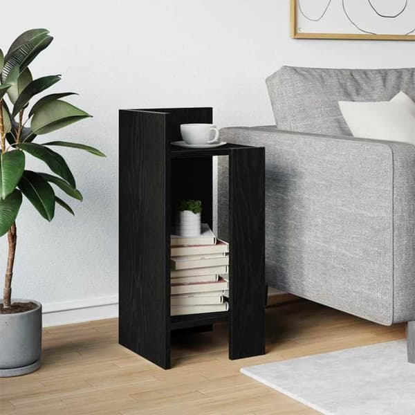 vidaXL sidebord med hylde sort 25,5x27x60 cm