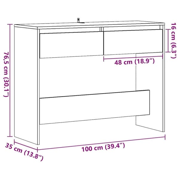 vidaXL konsolbord 100x35x76,5 cm konstrueret træ kunsteg